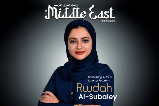 The cover of The Middle East Leaders magazine, featuring TechPreneur CEO Rwdah Al-Subaiey.